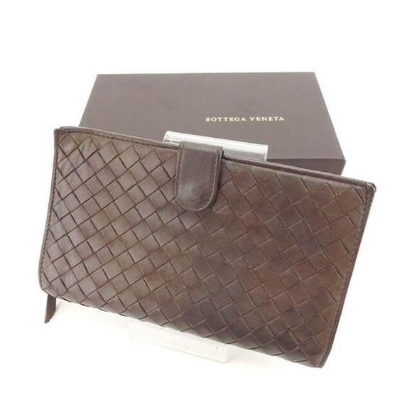 Bottega Veneta Handbags - Bottega Veneta Wallet Purse Intrecciato Brown Woman Authentic Used F1134